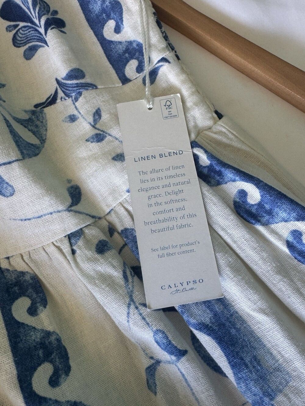 NWT Calypso St Barth Linen Blend Blue White Tiered Maxi Dress Medium Pockets - Picture 6 of 13